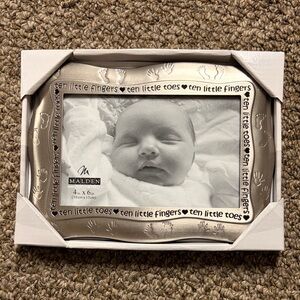 Malden Silver Baby Frame with Footprint & Handprint Detail